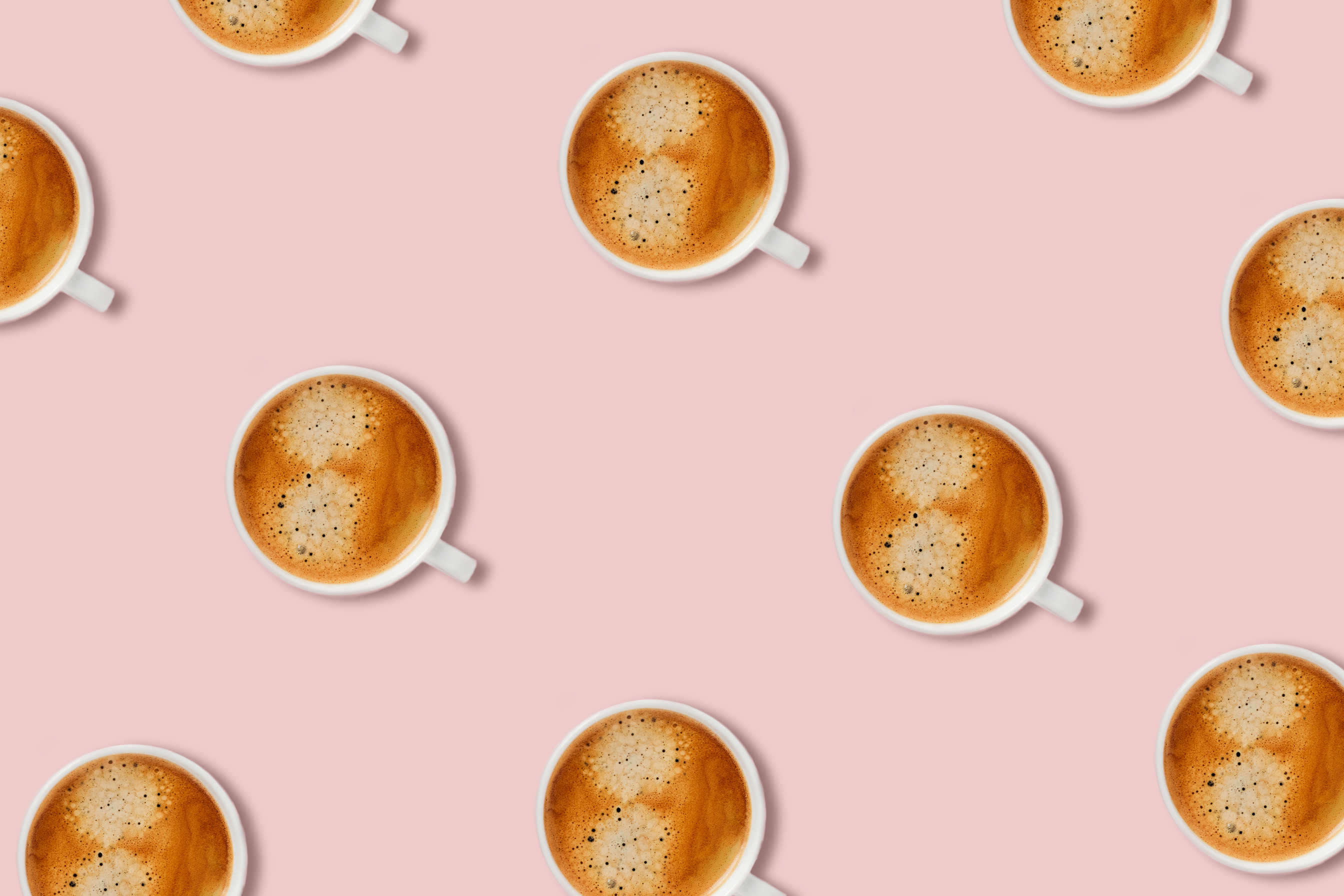 Coffee Pattern on Pink Background 